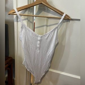 white button ribbed body suit